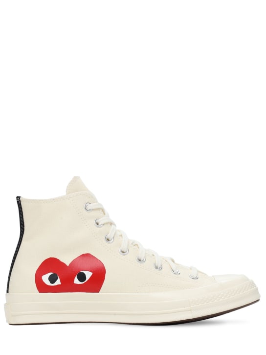 Comme des Garçons Play: Sneakers altas Play Converse de algodón - Off-White - men_0 | Luisa Via Roma