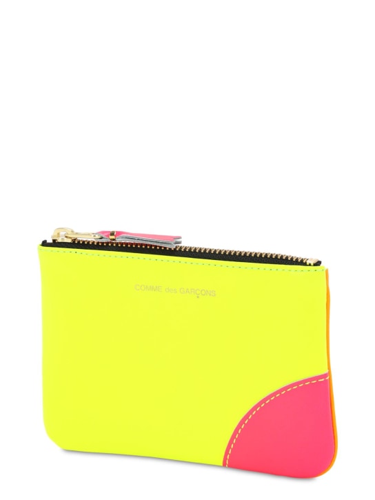 Comme des Garçons Wallet: Super neon leather wallet - Sarı - women_1 | Luisa Via Roma