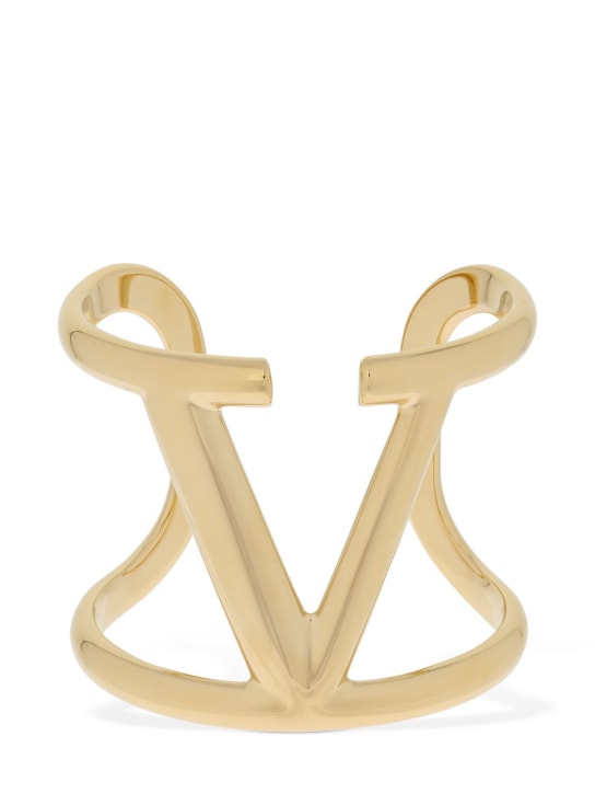 Valentino Garavani: V logo signature cuff bracelet - Gold - women_0 | Luisa Via Roma