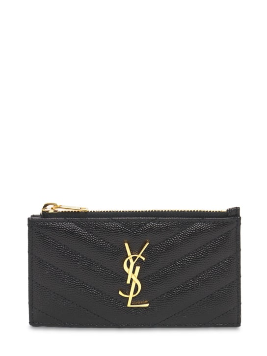 Monogram Leather Card Holder in White - Saint Laurent