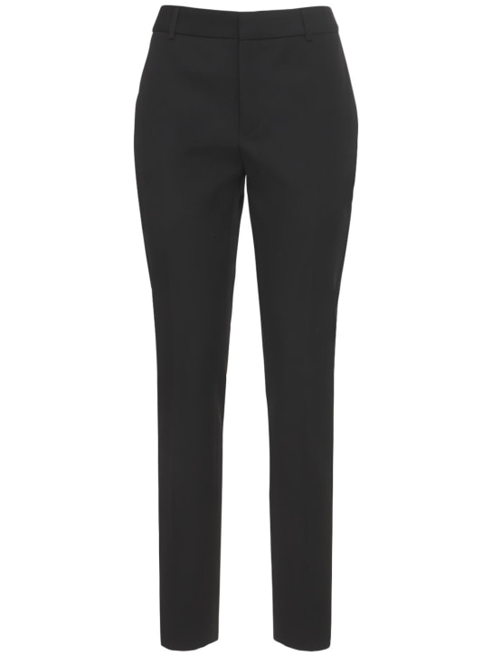 Saint Laurent: Pantalon de tailleur droit en laine - Noir - women_0 | Luisa Via Roma