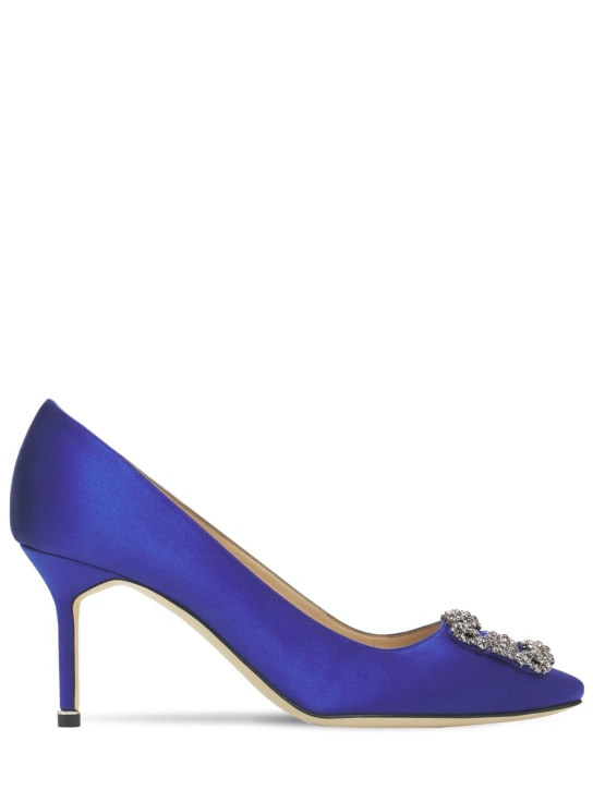 Manolo Blahnik: Zapatos de tacón de satén 70mm - Azul Royal - women_0 | Luisa Via Roma