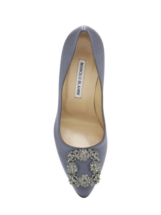 Manolo Blahnik: 105mm Hangisi satin pumps - London Grey - women_3 | Luisa Via Roma