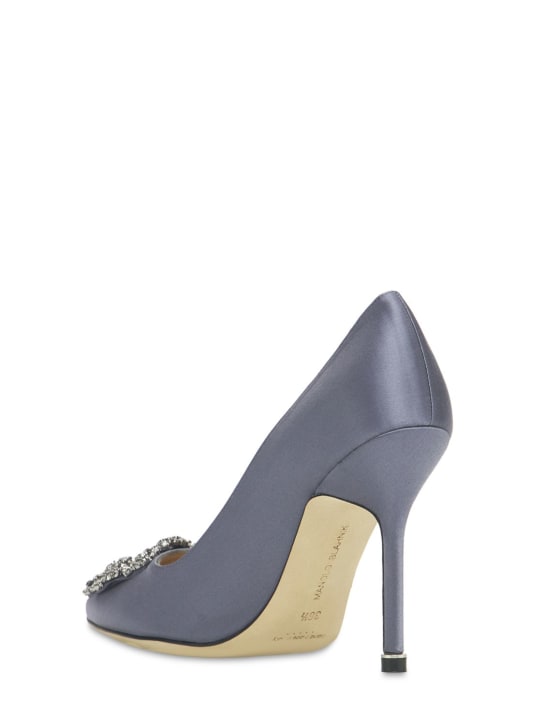 Manolo Blahnik: 105mm Hangisi satin pumps - London Grey - women_2 | Luisa Via Roma