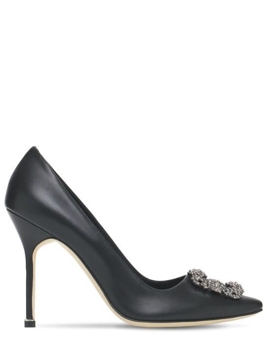 Manolo Blahnik: Zapatos de tacón de piel 105mm - Negro - women_0 | Luisa Via Roma