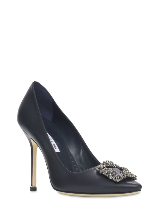 Manolo Blahnik: Zapatos de tacón de piel 105mm - Azul Marino - women_1 | Luisa Via Roma