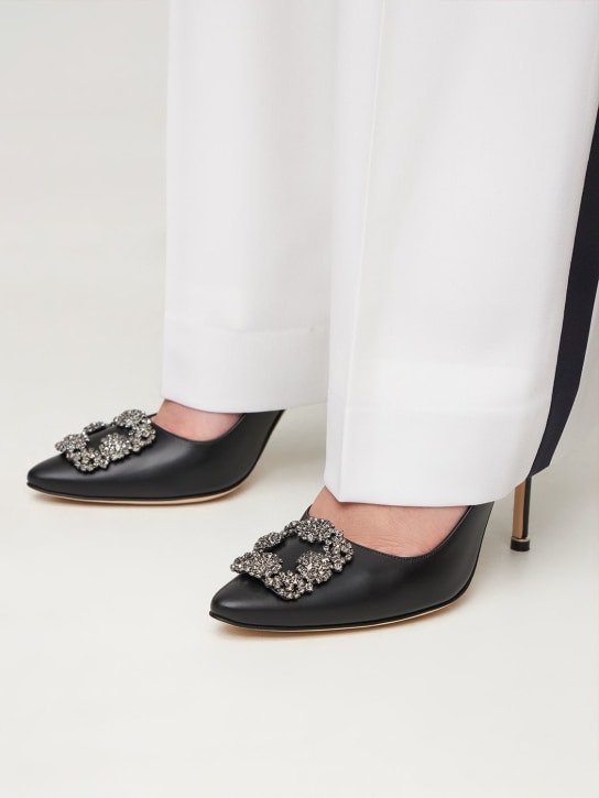 Manolo Blahnik: Zapatos de tacón de piel 105mm - Negro - women_1 | Luisa Via Roma