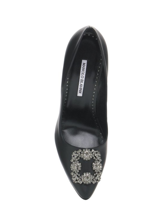 Manolo Blahnik: 105毫米Hangisi皮革高跟鞋 - 黑色 - women_4 | Luisa Via Roma