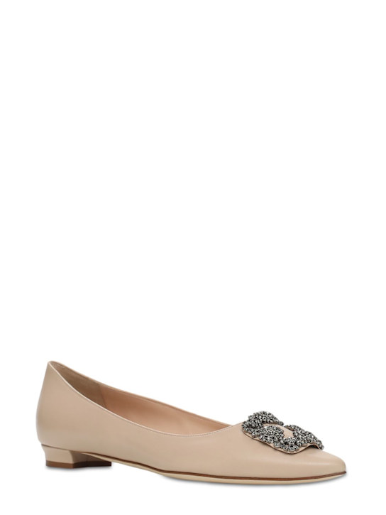 Manolo Blahnik: 10mm Hangisi leather flats - women_1 | Luisa Via Roma