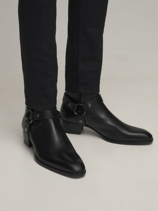 40mm wyatt belted leather cropped boots - Saint Laurent - Men ...