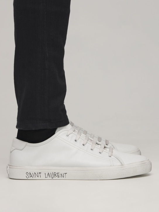 Saint Laurent: Malibu leather sneakers - White - men_1 | Luisa Via Roma