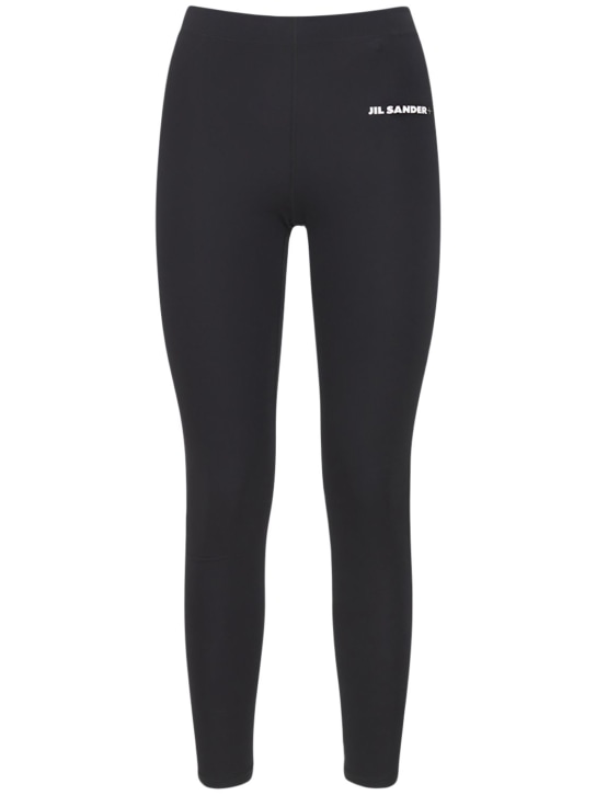 Jil Sander: Logo stretch technical jersey leggings - Black - women_0 | Luisa Via Roma