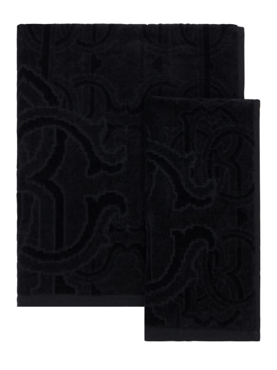 Roberto Cavalli: Set of 2 Araldico cotton towels - ecraft_0 | Luisa Via Roma