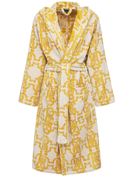 Roberto Cavalli: Logo Gold cotton blend bathrobe - Gold - men_0 | Luisa Via Roma