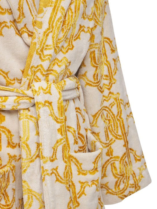 Roberto Cavalli: Logo Gold cotton blend bathrobe - ecraft_1 | Luisa Via Roma