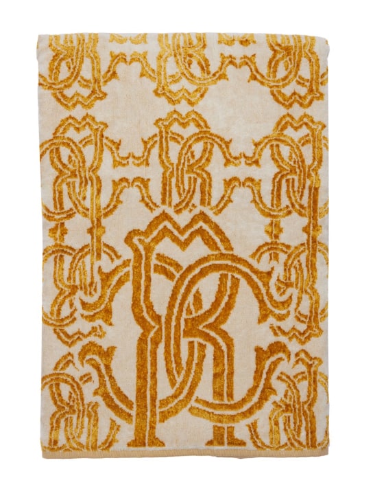 Roberto Cavalli: Logo Gold cotton blend towel - Altın Rengi - ecraft_0 | Luisa Via Roma