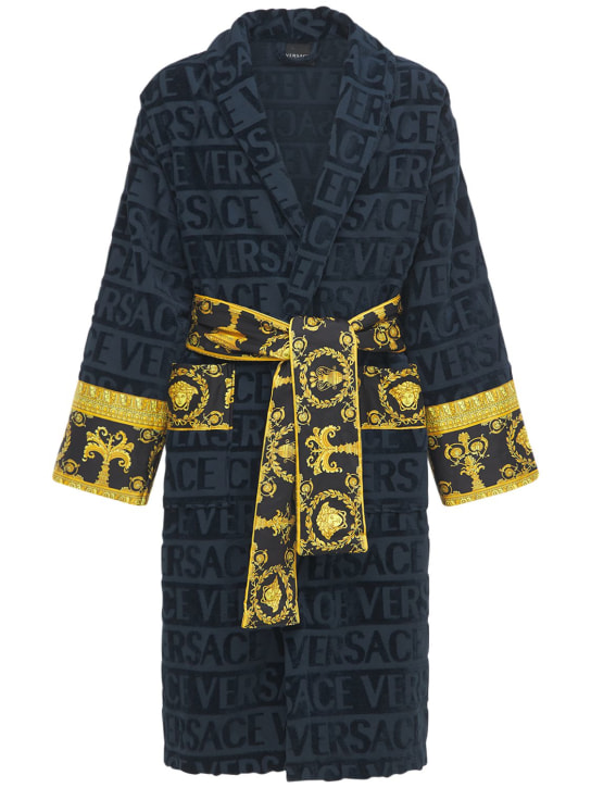 Versace: Barocco & Robe bathrobe - Blue - men_0 | Luisa Via Roma