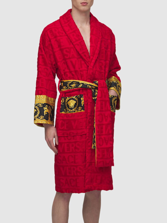 Versace: Barocco & Robe bathrobe - Red - ecraft_3 | Luisa Via Roma