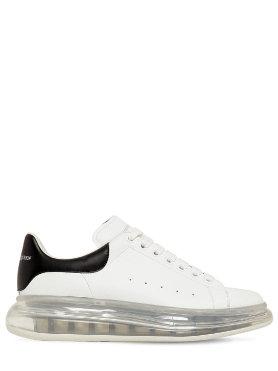 Alexander McQueen: 45毫米大廓型皮革运动鞋 - 白色/黑色 - men_0 | Luisa Via Roma