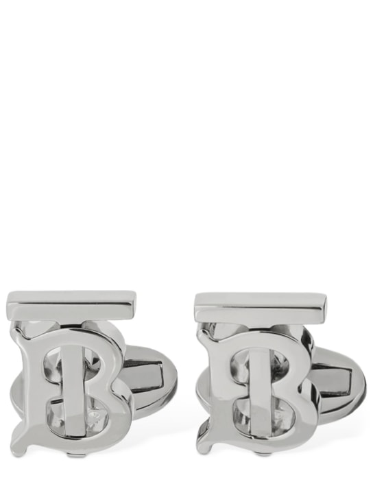 Burberry: TB logo cufflinks - Palladio - men_1 | Luisa Via Roma