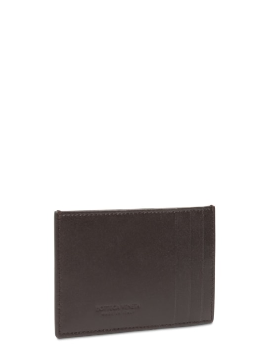 Bottega Veneta: Cassette leather credit card case - Fondente - men_1 | Luisa Via Roma