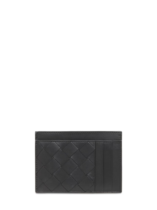Bottega Veneta: Intrecciato leather card case - Siyah - men_0 | Luisa Via Roma