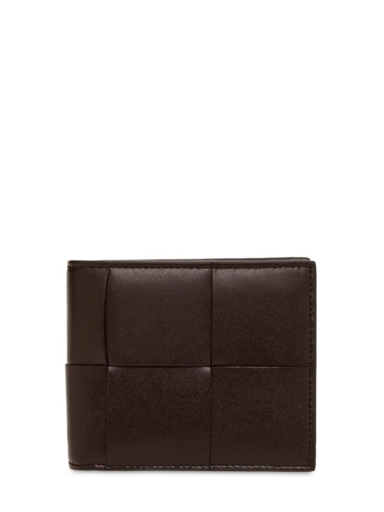 Bottega Veneta: Cassette leather bi-fold wallet - Fondente - men_0 | Luisa Via Roma