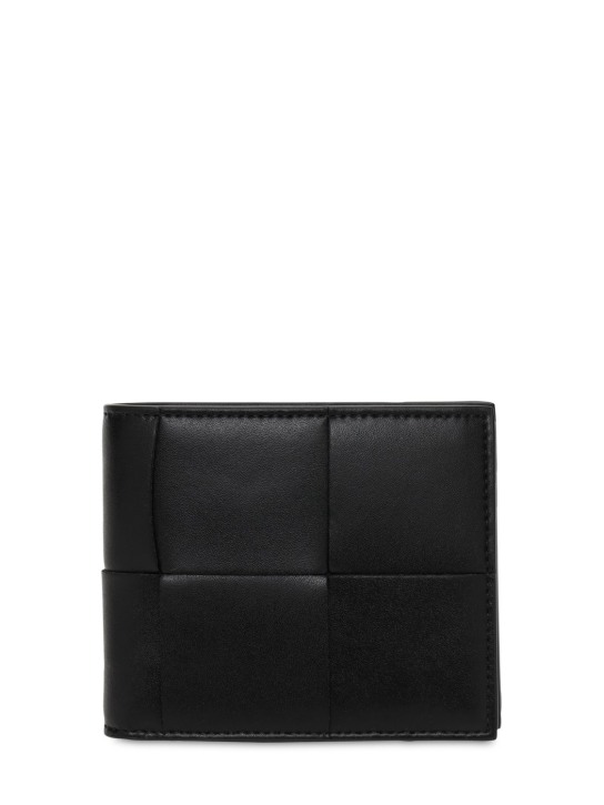 Bottega Veneta: Cassette leather bi-fold wallet - Siyah - men_0 | Luisa Via Roma