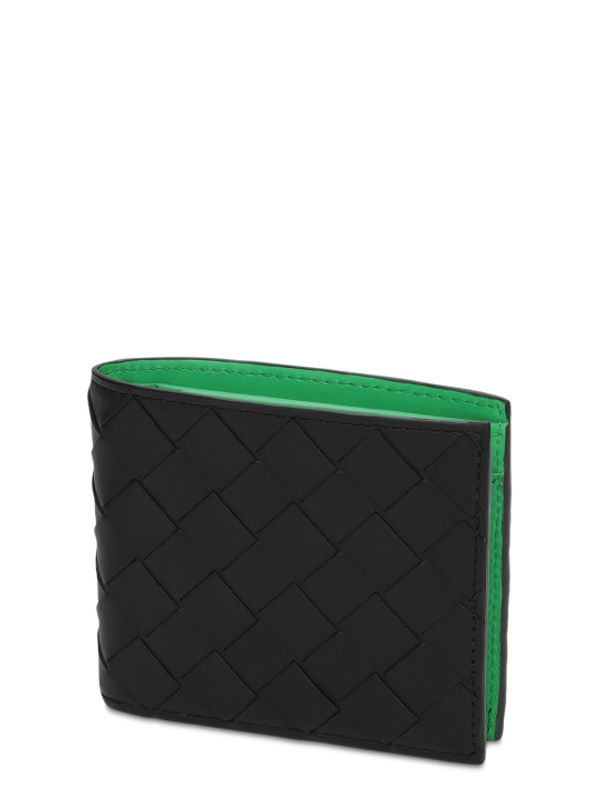 Bottega Veneta: Intrecciato leather bi-fold wallet - Black/Grass - men_1 | Luisa Via Roma