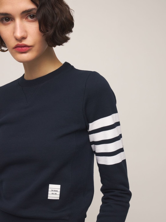 Thom Browne: Intarsia stripes cotton sweatshirt - women_1 | Luisa Via Roma