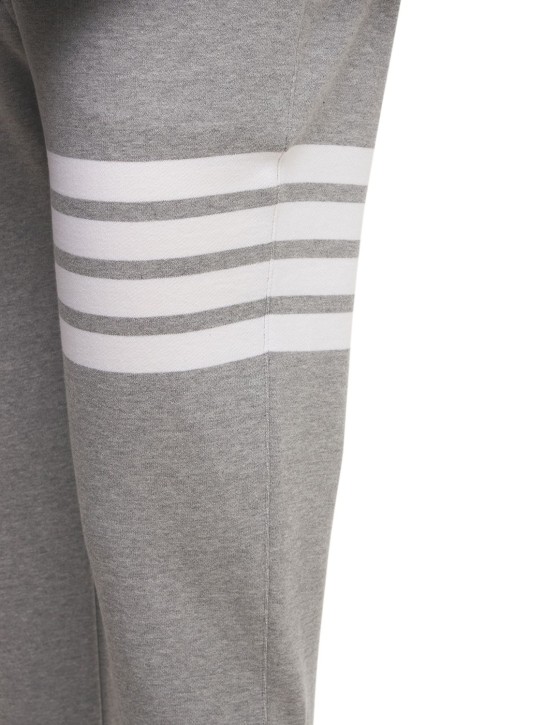 Thom Browne: Intarsia stripes cotton sweatpants - Grey - women_1 | Luisa Via Roma