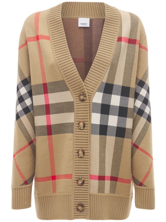 Burberry: Caragh wool blend check cardigan - Multicolor - women_0 | Luisa Via Roma