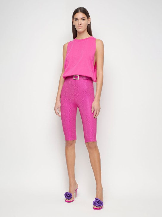 Alexandre Vauthier: PANTALON EN VISCOSE STRETCH EMBELLIE - Fuchsia - women_1 | Luisa Via Roma