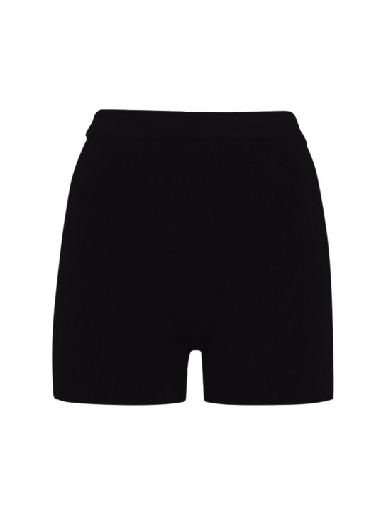 Jacquemus: Le short Arancia knitted cycling shorts - Black - women_0 | Luisa Via Roma