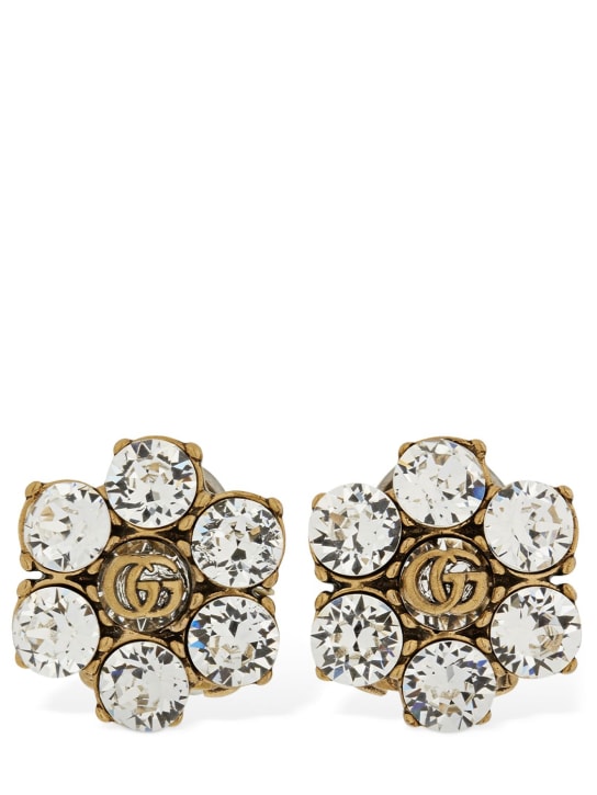 Gucci: GG Marmont stud earrings w/ crystal - Gold/Crystal - women_0 | Luisa Via Roma