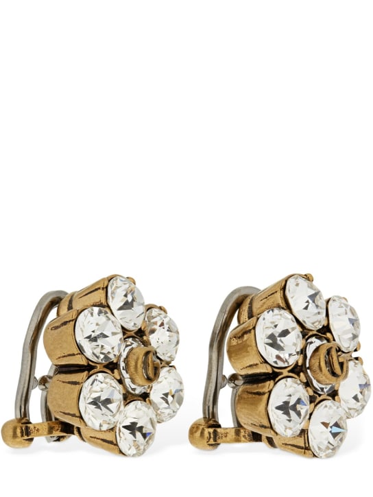 Gucci: GG Marmont stud earrings w/ crystal - Gold/Crystal - women_1 | Luisa Via Roma