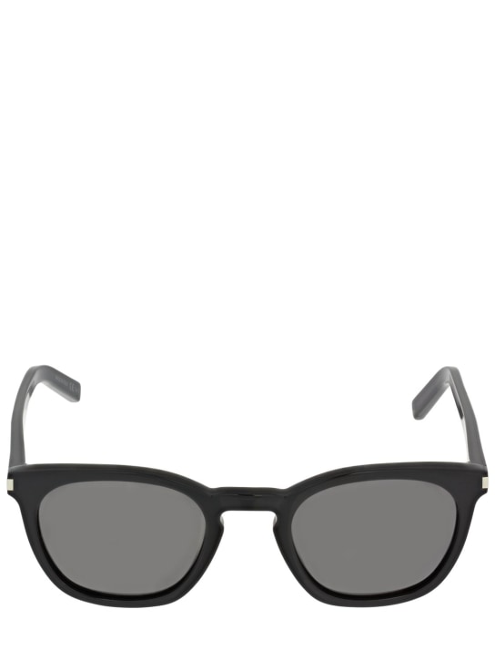 Saint Laurent: SL 28 Slim round acetate sunglasses - Black/Smoke - women_0 | Luisa Via Roma