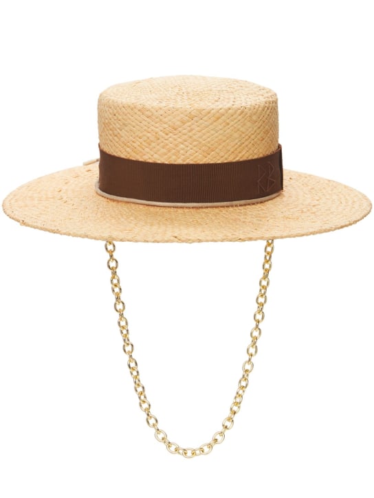 Ruslan Baginskiy: Canotier chain strap straw boater hat - Natural Straw - women_0 | Luisa Via Roma