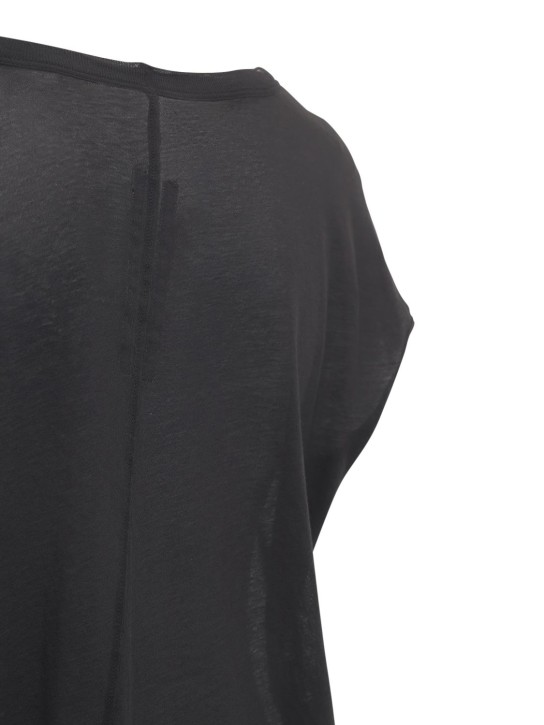 Rick Owens: Sheer cotton jersey long t-shirt - women_4 | Luisa Via Roma