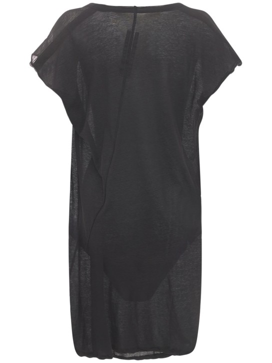 Rick Owens: Sheer cotton jersey long t-shirt - women_3 | Luisa Via Roma