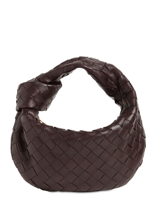Bottega Veneta: Mini Jodie leather top handle bag - Grape - women_0 | Luisa Via Roma