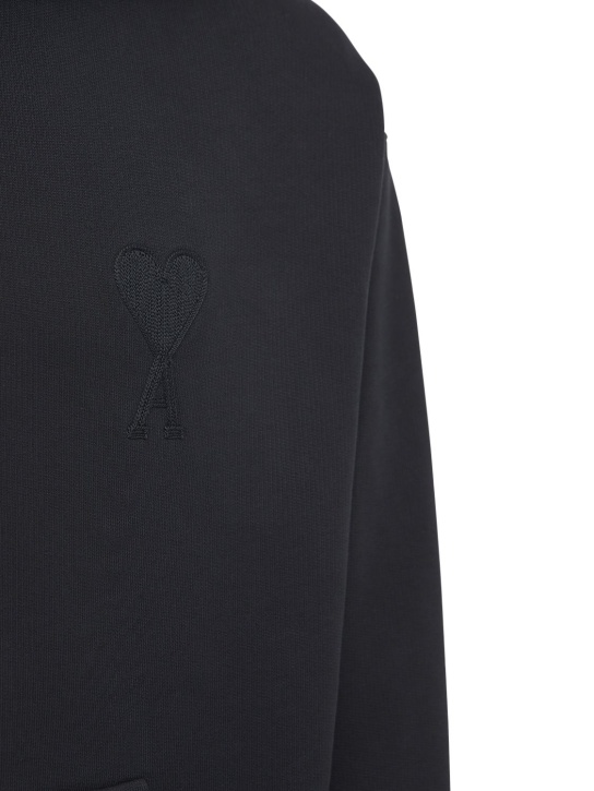 AMI Paris: Logo棉质平纹针织连帽卫衣 - men_1 | Luisa Via Roma