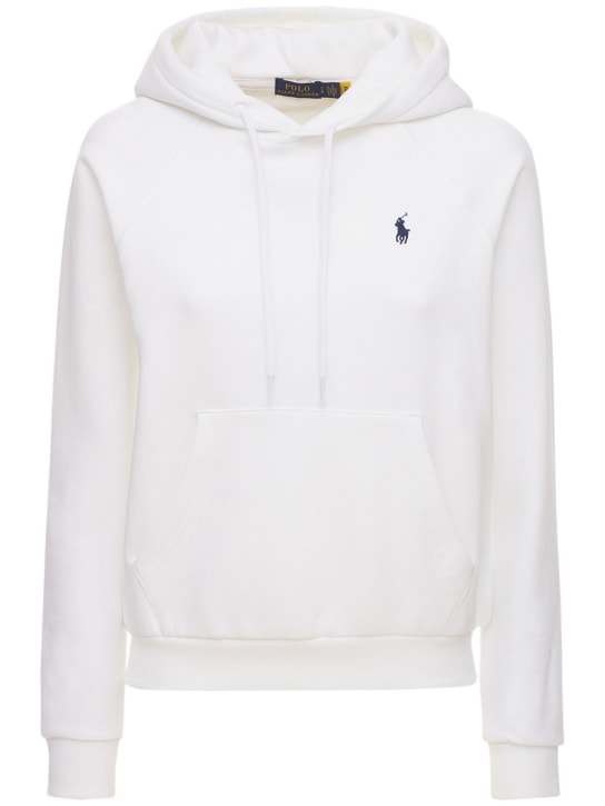 Polo Ralph Lauren: Logo fleece hoodie - White - women_0 | Luisa Via Roma