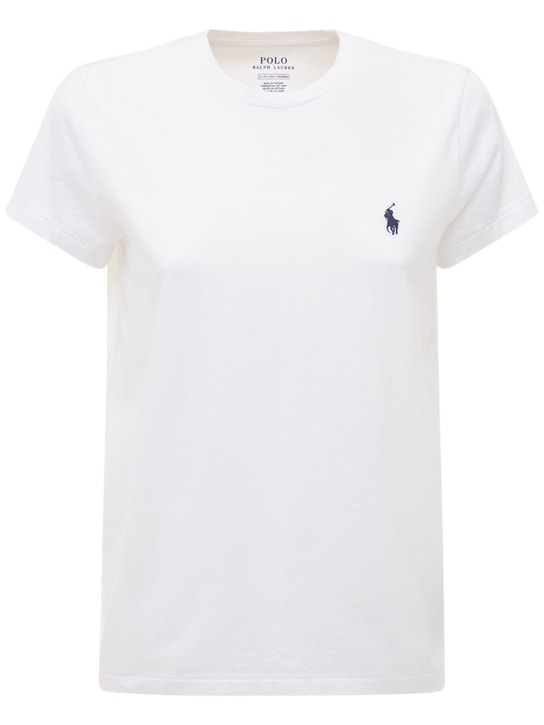 Polo Ralph Lauren: T-Shirt aus Baumwolljersey mit Logo - Weiß - women_0 | Luisa Via Roma