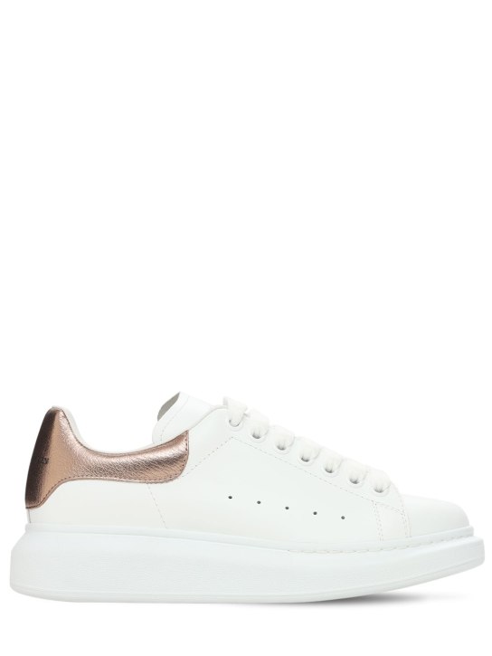 Alexander McQueen: Sneakers de piel 45mm - Blanco/Oro Rosa - women_0 | Luisa Via Roma