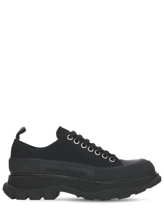 Alexander McQueen: Sneakers Tread Slick de lona 45mm - Negro - women_0 | Luisa Via Roma