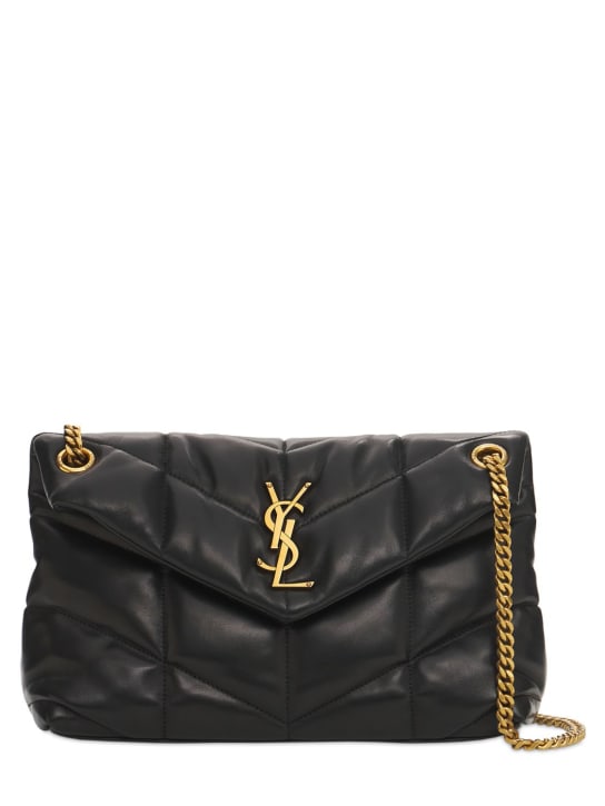 Saint Laurent: Small Puffer leather shoulder bag - Black - women_0 | Luisa Via Roma