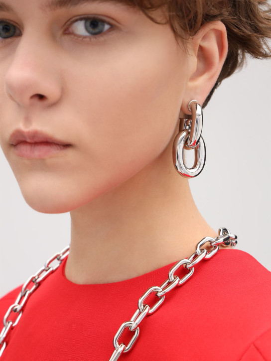 Rabanne: Boucles d'oreilles créoles à maillons XL - Argent - women_1 | Luisa Via Roma