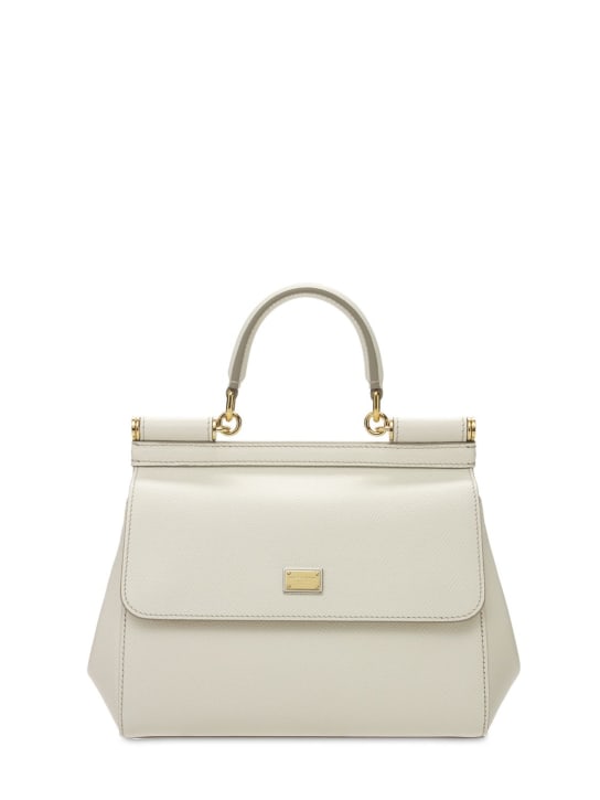 Dolce&Gabbana: Small Sicily Dauphine leather bag - White - women_0 | Luisa Via Roma