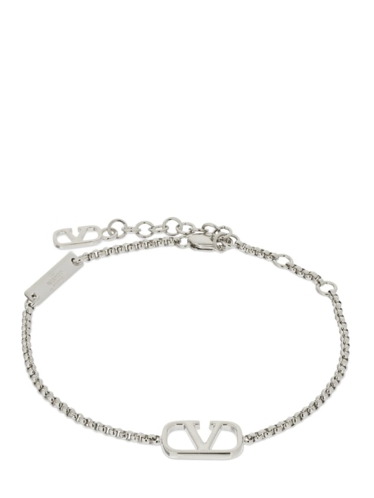 Valentino Garavani: V logo chain bracelet - Silver - men_0 | Luisa Via Roma